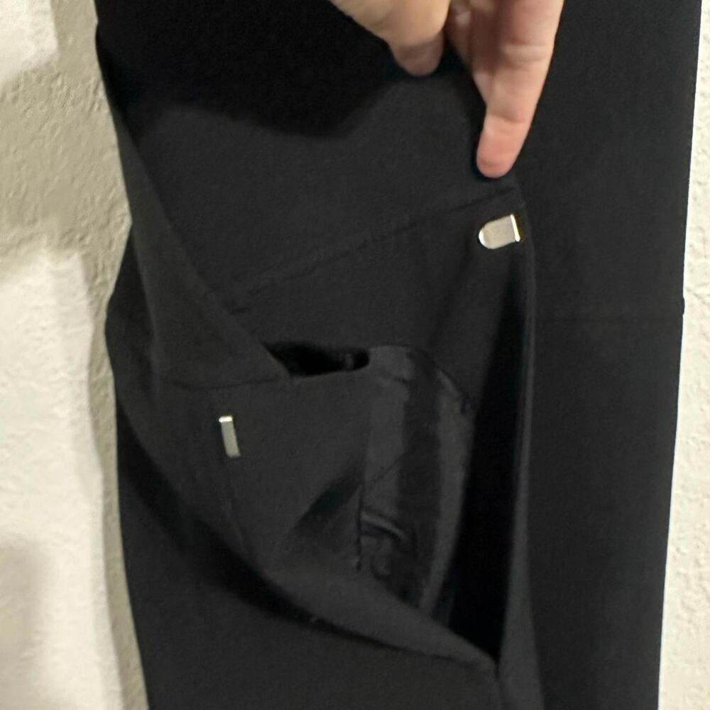 The Row Margaret Black Wool Overalls size XS Silk Lining Stretch Silver Hardware - Picture 11 of 16